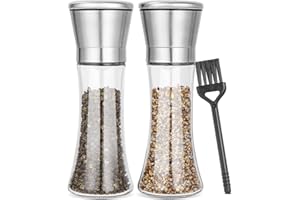 HUIFOO Set di 2 Macinasale e Pepe in Acciaio Inox di Alta Qualità, Con Nucleo in Ceramica Regolabile Manualmente, per Sale, Spezie, 190 ml
