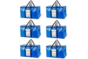 TAILI Sacs de Déménagement Extra-Larges avec Couvercle, 6 PCS Housse de Rangement avec Fermeture Éclair pour Vêtements, Voyage, Couette, Literie,Alternative aux Cartons Déménagement