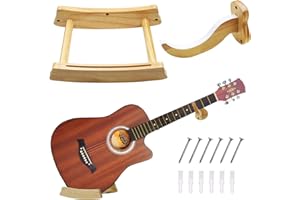 Yumzeco Gitarren Wandhalterung, Akustikgitarre E-Gitarre Gitarrenwandhalter, Gitarrenständer Holz, Universal Gitarren Haken Gepolsterten für Akustikgitarre Bass Banjo Mandolin Gitarren Aufhänger Wand…
