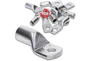 Kalitec HR70-8 - Terminales para cables tubulares (10 unidades, 70 mm², M8, sin orificio visual), fabricado en Alemania