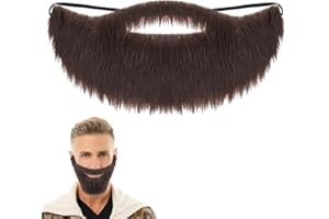 HAIFAFAFAING Brown Fake Beard Funny Costume Disguise for Men False Beard Facial Hair for Party Cosplay, Holiday Masquerade, Halloween