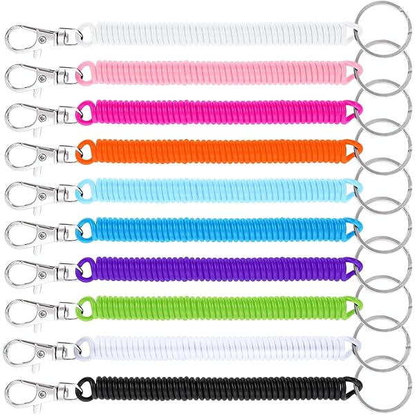 Set 5 Portachiavi Spirale Con Moschettone - Cordino Anti-Perdita Per Pesca E Outdoor - Foto 13