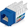 Everest 45° Angled Cat6 Keystone Jacks 50-Pack in Blue - Slim Profile RJ45 Female Connector - Ethernet Jack - RJ45 Wall Jack - Keystone Cat6 - Cat6 Jack - Rj45 Jack - cat6 Wall Jack