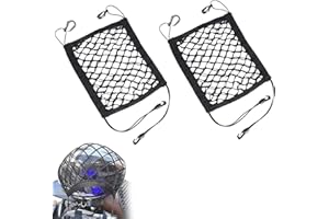 fufupaw 2 Stück Helmnetz Rucksack, Gepäcknetz Motorrad, Doppelschicht Helmnetz 25x30cm, Gepäcknetz Fahrrad, Motorrad and Rucksack, Helmhalter Mit 4 Haken für Helme, Kleidung und Andere Gegenstände ﻿