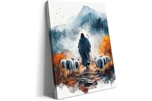 Artscope Religioso Lienzos Decorativos - Jesús y el Cordero Patrón Estilo Pintura Cuadro Pared Lienzo para Salon Décor Dormitorio Oficina Pasillo Cocina Baño Regalo 30x40cm