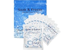 SaaG Soak & Freeze Dry Ice Packs for Cool Box - Pack of 5 or 10 for Lunch Box Travel Cool Box Camping - Suitable for Cooler bags Lunch Boxes - Keeps Food Fresh & Cool