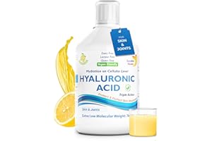 Swedish Nutra - Hyaluronic Acid Liquid Supplement - Pack of 500 ml, 33 Day Supply | Plus Vitamin C & Silica for Skin & Joint Hydration | Vegan & Free from Sugar & Gluten | 100% Natural Lemon Flavour