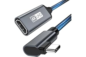 YUETUOL Adattatore USB C HDMI, Adattatore HDMI USB C 4K 90 Gradi(Compatibile con Thunderbolt 3) per MacBook Pro/Air, Pixelbook, Surface Go, iPad Pro, XPS, Huawei, Galaxy S9+