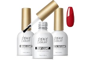 PEACECOLOR Gel Nail Polish Matte Top and High Glossy Top and Base Coat,3Pcs 10ML No Wipe Gel Top and Base Coat Set,Matte Shine Finish Long Lasting Nail Art Manicure Pedicure for Home DIY Nail Salon