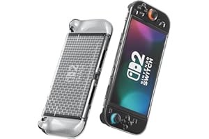 RHOTALL Clear Cover per Nintendo Switch 2 2025, Crystal TPU Soft Protective Trasparente Cover per Switch 2 Grips, Skin Shell Shockproof and Scratch Resistant, Grid Pattern