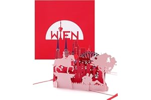 COLOGNE CARDS Kartka pop up 3D "Wiedeń – Panorama z diabelskim młynem" – wiedeńska kartka z życzeniami – mapa miasta jako pamiątka z Austrii, kartka urodzinowa, zaproszenie i bon na podróż po mieście