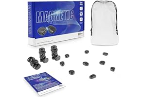 GUBOOM Jeu D'échecs Magnétique, Jeu De Pierres Magnétiques, Jeu de Société de Dames éducatif, Échiquier Magnétique, Magnetic Chess Game, Jeu Magnétique de Table, Jeu de Plateau en Pierre Magnétique