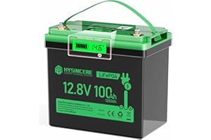 HYSINCERE Batteria Litio Mini LiFePO4 12V 100Ah con LED 1Pack, 100A Intelligente BMS & Max.15000 Cicli, 12 Volt Deep Cycle 1280 Wh Ricaricabile per Camper, Campeggio, Sistemi a Casa Solare, Barche