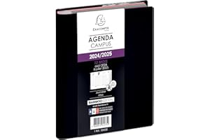Exacompta - 184001E - Agenda journalier Forum Campus - 12 x 17 cm - Août 2024 à juillet 2025 - Coloris noir
