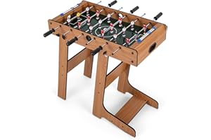 FANTASK Calcio da tavolo pieghevole con 18 calci e 2 palline, tavolo da gioco per adulti e bambini, calcio balilla per sala giochi, bar e feste, 69 x 60 x 71 cm (marrone)