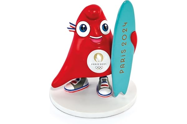 DOUDOU ET COMPAGNIE - Mascotte Phyrge Surf - Figurine Officielle Paris 2024 - JO2509 - 14,5 Cm - Design Rouge Authentique - Produit Sous Licence Officielle - Idéal Fans Et Collectionneurs