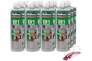 BRICOLEMAR Kit Anclaje Quimico EV1 en caja de 12 cartuchos de 410ml + Llavero/Abrebotellas de Regalo (12 Cartuchos EV1 + Llavero de Regalo)