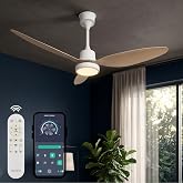 132cm Modern Goes Uzaktan Kumandalı 3 Kanatlı Uygulamalı Tavan Vantilat&ouml;r&uuml; Ve Led Lamba Işık 64W Beyaz-Meşe