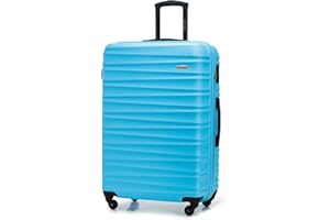 WITTCHEN Walizka podróżna, bagaż podręczny, bagaż kabinowy, walizka na kółkach, twarda obudowa z tworzywa ABS, z 4 kółkami, zamek szyfrowy, uchwyt teleskopowy Groove Line, niebieski, Großer koffer,