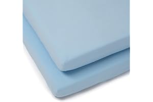 Clair de Lune Cot Bed Cotton Jersey Fitted Sheets (Pack of 2, Blue)