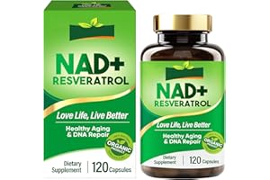 AWEHIRU NAD+ 1000MG Resveratrol Ergänzung, Vegetarische Kapseln, 120 Weichkapseln, Steigert Energie und Verbessert den Stoffwechsel
