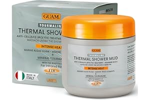 GUAM FIR Tourmaline Shower Mud Cellulite Remover – 3-Min Thermal Anti Cellulite Draining Treatment – 400ml Hot Cellulite Cream for Tummy, Legs & Buttocks – Seaweed Skin Firming, Tightening Body Mask