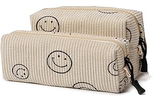 Jiliyote Kosmetiktasche Cord klein Kulturtasche Damen klein Kosmetikbeutel mit Lächeln Cord Kosmetiktasche Damen Cord Kord Cosmetic Bag Reise Kosmetikbeutel für Travel mädchen Damen