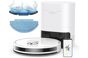 HONITURE Robot Aspirapolvere Lavapavimenti con Stazione Autosvuotante, Q6 SE 3 in 1 3500Pa Robot Aspirapolvere Navigazione LiDAR Rilevamento ostacoli, WiFi/APP/Alexa, per Peli Animali