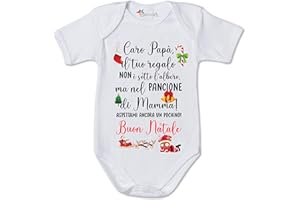 fashwork Body Natale PERSONALIZZABILE con nome neonato divertente - Caro Papà - Il mio primo Natale - Anche a te e Famiglia - Idea Regalo - Christmas - Regalo Natale Natalizio