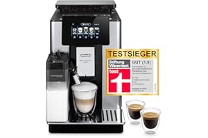 ‎DE'LONGHI De’Longhi PrimaDonna Soul – Perfetto Kaffeevollautomat mit LatteCrema-Milchaufschäumer, 18 One-Touch-Getränke, Touch-Display, Silber-Schwarz (ECAM612.55.SB)