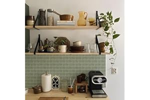 Alwayspon Tile Sticker, 25PcsX15cm/6inch Sage Green Brick Self Adhesive Stick on Tiles Transfer Sticker for Bathroom Kitchen, Splashback, Peel and Stick Vinyl Floor Wall Tiles Sticker