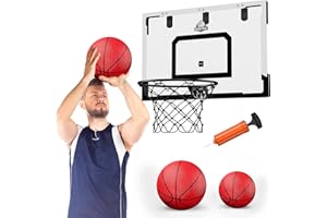 HYES 24" x 16" Großer Basketballkorb Indoor für Kinder, Basketball Korb mit Stabiler Backboards, 2 Balls, Pumpe, Big Basketball Spielzeug für Erwachsener Kinder Teens Jungen Mädchen (schwarz)