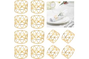 XSYKJGS Lot de 12 ronds de serviette en métal doré - Vintage - Réutilisables - Pour anniversaire, Noël, Nouvel An, anniversaire, fête