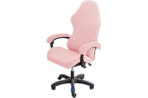 LIFEDX Rozciągliwe pokrowce na krzesła do gier, ergonomiczne pokrowce na krzesło biurowe z 1 parą pokrowców na podłokietniki, zdejmowane, do fotela biurowego w stylu wyścigowym, bez krzesła, różowe