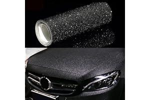 CompraFun Vinilo de Diamante Brillante Negro 300 * 30CM para Coche y Motocicleta - Película Autoadhesiva Impermeable sin Burbujas para Decoración Interior y Exterior