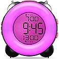 Banne Bon Loud Alarm Clock with Optional Alarm Dual Alarm Setting Snooze Function Night Light Bedside Battery Powered Clock (Black/Pink Light)