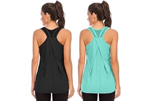 Nekosi Women's Workout Gym Tank Tops Yoga Sports Vest Loose Fit Sleeveless Mesh Backless Running Activewear