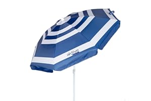 AKTIVE Składany parasolplażowy w stylu marynarza w paski Ø180, ze srebrną powłoką i ochroną przed promieniowaniem UV 50