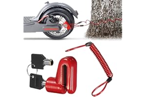 URBETTER Scooter Eléctrico Cerradura del Freno de Disco Cerradura de Seguridad, Cerradura de Alambre de Acero Antirrobo para Xiaomi Mijia M365 Ruedas de Bicicleta Armario con Cuerda de Recordatorio