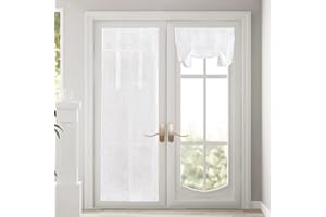 PONY DANCE Tende Cucina a Vetro 2 Pezzi 70 x 180 CM Tenda Bianca Semitrasparenti per Finestra Effetto Lino Tendine per Interni Facile da Installare