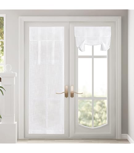 Set Di 2 Tende A Righe Per Finestra, 60x120 Cm, Con Orlo Passante, In Poliestere, Bianco - 3