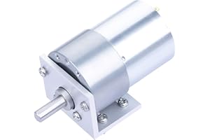 CQRobot 50:1 Metal DC Geared-Down Motor 37Dx54.8L mm 24V, with Metal Mounting Bracket Kit. 24V-12W-200RPM-23 kg.cm (320 oz.in). D-shaped Output Shaft 6 mm Diameter and Long 16 mm.