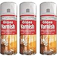 3 x 250ml Clear Gloss Varnish Spray – Acrylic Wood Finish Spray for Indoor & Outdoor Use – Quick Dry, Durable Sealer for Furniture, Craft, Paint, All-Purpose Protection HitlineUK