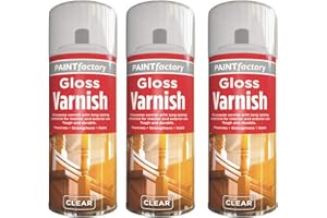 3 x 250ml Clear Gloss Varnish Spray – Acrylic Wood Finish Spray for Indoor & Outdoor Use – Quick Dry, Durable Sealer for Furniture, Craft, Paint, All-Purpose Protection HitlineUK