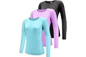 Boyzn Women's 3 Pack Short/Long Sleeve Workout Running Shirts, UPF 50+ Sun Protection Shirts, Athletic Exercise Gym T-Shirts