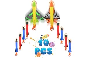 FOSUBOO 10 Schaumstoff Ersatzraketen Spielzeug, Outdoor-Garten für Kinder Spielzeug, ab 3 4 5 6 7+ Geschenk, Mit Einzigartigem Flugzeugdesign（2X Flugzeugform-Design