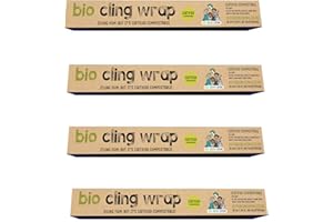 ECOGREENLIVING Eco Green Living Cling Film 30cm, Extra Strong, Lightweight and Heavy Duty Food Wrap, Plastic Free Cling Wrap for Food Packaging and Storage 30m, 4 Rolls