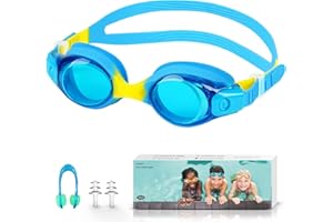 JATEKA Occhialini Nuoto Bambini Unisex Anti-Appannamento Occhiali per Bambina & Ragazzino, Onte nasale Anti-Appannamento, Anti UV, Mirror Lenti HD, Occhialini da Mare/Piscina 4-14