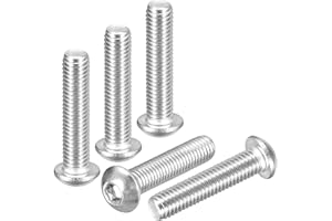 DTGN M8-1.25x35mm Button Head Socket Cap Screws - 6Pack - Good for Road Bicycle, Mountain Bike, Auto, Motorcycle - 304 Stainless Steel Whitewashed - Hex Socket Drive Fasteners