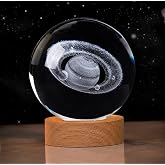 Coverzone Ahşap Standlı Cam K&uuml;re Işıklı G&ouml;z Yormayan Mysterious Planet Motifli Masa&uuml;st&uuml; Aydınlatma Gece Lambası Dekoratif &Ccedil;oc